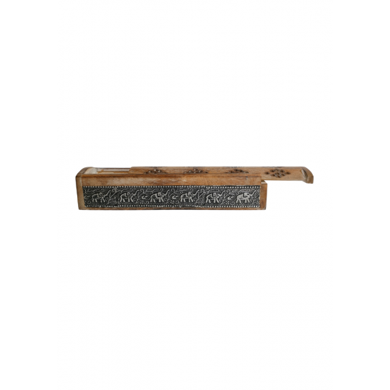 Handcrafted Wooden Agarbatti Stand / Foldable agardan stand / Incense Stick Holder/ Wooden Agarbatti Box with metal inlay work (Elephant Design) (₹470)